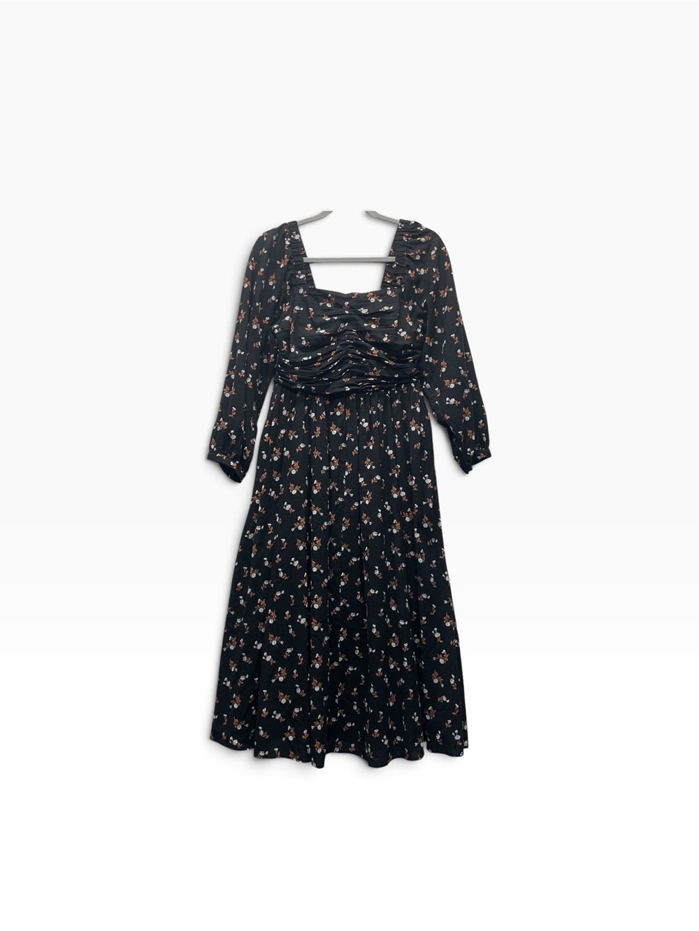 Madewell Puff Sleeve Midi Dress in Woodland-Floral Size M Feminine Whimsical